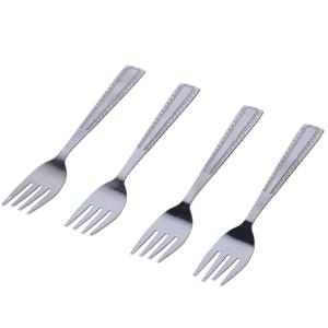 Gebaksvorkjes - 4x stuks - zilver - stippen - 15 cm - taartvorkjes - vaatwasser bestendig