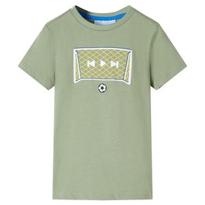 Kindershirt met doelprint 140 lichtkakikleurig