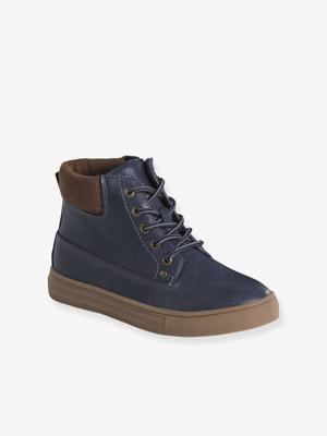 Geveterde en geritste synthetische boots voor jongens marineblauw