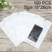 100 stuks 18 x 26 cm hangen gat duidelijk Front White Pearl Jewelry Zip-Lock verpakking zak Custom Printing en grootte zijn welkom