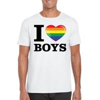 I love boys regenboog hartje t-shirt - wit - voor heren - Gay pride thema - kleding