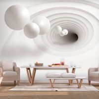 Fotobehang -Witte ballen in een witte tunnel, premium print vliesbehang - thumbnail