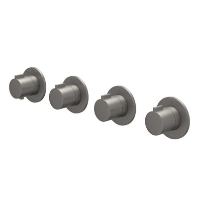 Afbouwdeel IVY Pact Inbouwthermostaat 3 Stopkranen Symmetry Met Ronde Rozetten Geborsteld Metal Black PVD IVY