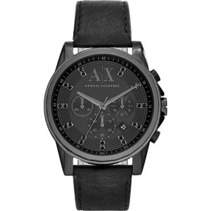 Horlogeband Armani Exchange AX2507 Leder Zwart 22mm