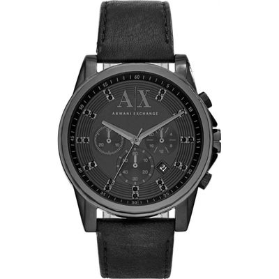 Horlogeband Armani Exchange AX2507 Leder Zwart 22mm
