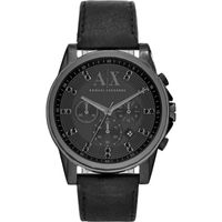 Horlogeband Armani Exchange AX2507 Leder Zwart 22mm