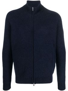 Barba cardigan en maille nervuré à fermeture zippée - Bleu