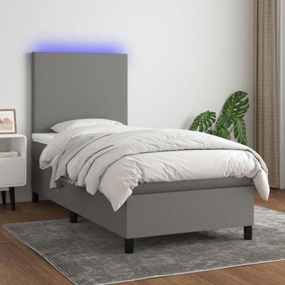 Boxspring met matras en LED stof donkergrijs 80x200 cm