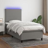 Boxspring met matras en LED stof donkergrijs 80x200 cm