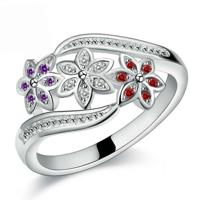 Tricolor bloem mode kleur staart Diamant ring (7) Tricolor bloem mode kleur staart Diamant ring (7)