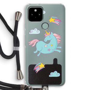 Vliegende eenhoorn: Pixel 5 Transparant Hoesje met koord