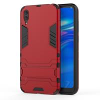 Schokbestendige PC + TPU Case voor Huawei Enjoy 9 met houder (rood)