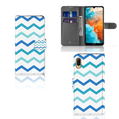 Huawei Y6 (2019) | Telefoon Hoesje | Zigzag Blauw