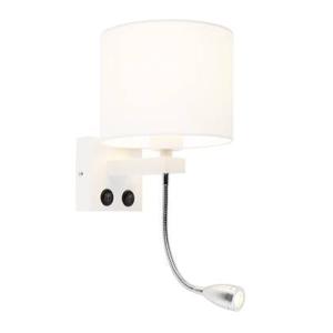 QAZQA Moderne wandlamp wit met witte kap - Brescia