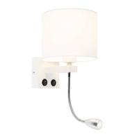 QAZQA Moderne wandlamp wit met witte kap - Brescia - thumbnail