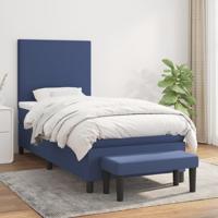 Boxspring met matras stof blauw 100x200 cm