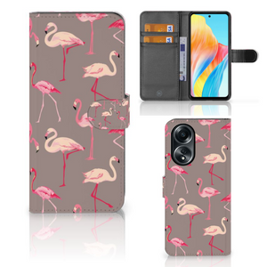 OPPO A58 4G Telefoonhoesje met Pasjes Flamingo