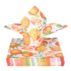 Tafel diner servetten - Fruit Sinaasappels thema - 20x stuks - 33 x 33 cm