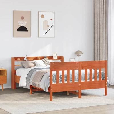 Bed met matras massief grenenhout wasbruin 140x190 cm