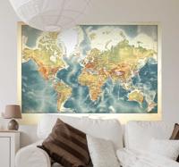 Muursticker wereldkaart realistisch - thumbnail