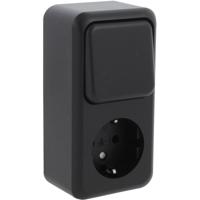 Q-LINK Stopcontact en Wisselschakelaar - Mat Zwart - Randaarde & Kinderbeveiliging