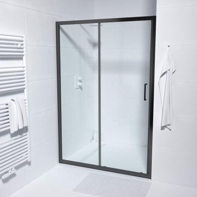 Saniclass ID06 Quick Fit Schuifdeur - 90x190cm - 6mm veiligheidsglas - alu profiel - anti kalk - mat zwart SAQ6121-90B
