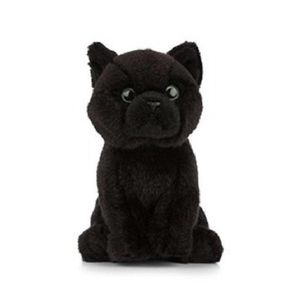 Knuffel kat/poes Bombay zwart 16 cm