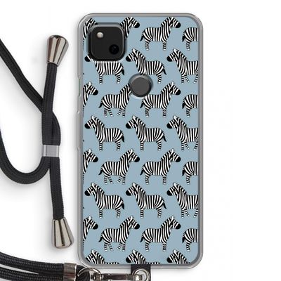 Zebra: Pixel 4a Transparant Hoesje met koord