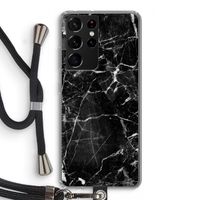 Zwart Marmer 2: Samsung Galaxy S21 Ultra Transparant Hoesje met koord