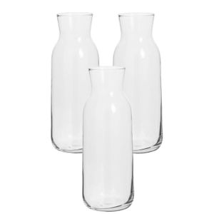 3x stuks karaffen/schenkkannen klein 0,7 liter van glas recht model met smalle hals