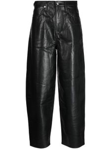 AGOLDE pantalon ample en cuir à taille haute - Noir