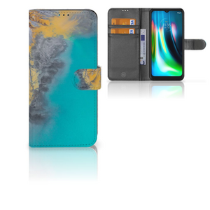 Motorola Moto G9 Play | E7 Plus Bookcase Marble Blue Gold