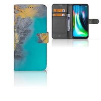 Motorola Moto G9 Play | E7 Plus Bookcase Marble Blue Gold - thumbnail