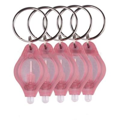 2 stuks Mini Pocket sleutelhanger zaklamp Micro LED squeeze licht buiten Camping ultra heldere noodsleutel ring licht fakkel lamp (roze)
