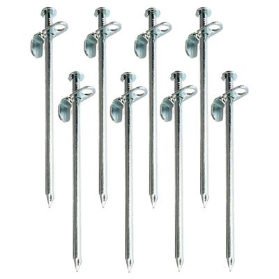 Grondpennen/tentharingen metaal met open oog - 8x stuks - 20 cm - Rotspen - Spijkerharing