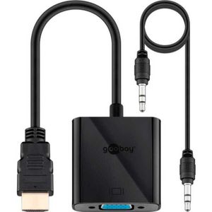 Goobay 68793 video kabel adapter 0,1 m VGA (D-Sub) HDMI Type A (Standaard) Zwart