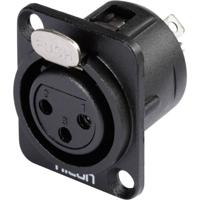 Hicon HI-X3DF-M XLR-connector Flensbus, contacten recht Aantal polen: 3 Zwart 1 stuk(s) - thumbnail