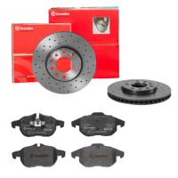 Remmenset, remschijf BREMBO, Remschijftype: Geperforeerd / Geventileerd, Inbouwplaats: Vooras, u.a. für Cadillac, Saab, Opel, Vauxhall