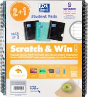 Oxford School collegeblok, ft A5+, gelijnd, 17-gaats, 80 vel, assorti, 2+1 gratis, Scratch & Win