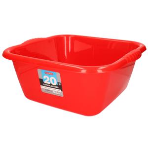 Plasticforte teiltje/afwasbak - vierkant - kunststof - 20 liter - 46 x 42 x 20 cm - Rood