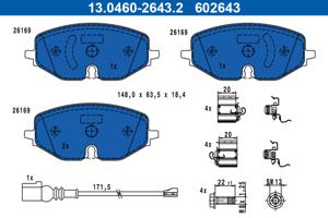 Remblokkenset, schijfrem ATE, u.a. für VW, Skoda, Audi, Cupra