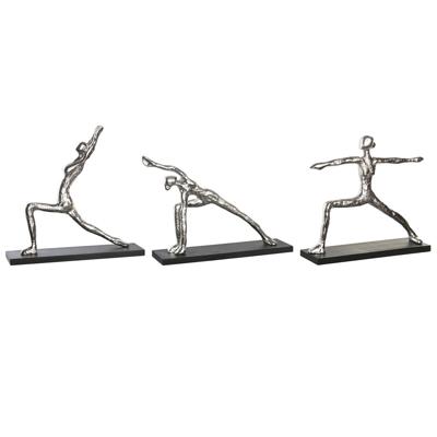 Decoratieve figuren DKD Home Decor 33 x 10 x 35 cm Zilverkleurig Zwart Indiaas Yoga (3 Stuks)
