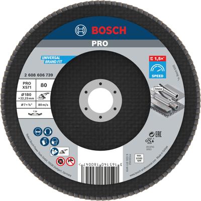 Bosch Accessoires 1 Lamellenschijf 180 X571, Best for Metal haaks, K80 - 2608606739