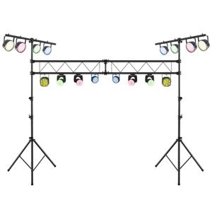 Costway LED Lichtstatief Voor 32 Lampen - Verstelbare Hoogte 180-350 cm - Draagbaar T Bar - Podium Verlichting - Zwart