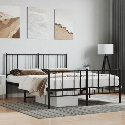 Bedframe met hoofd- en voeteneinde metaal zwart 150x200 cm