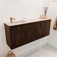 Toiletmeubel Mondiaz Joya Dlux | 100 cm | Meubelkleur Walnut | Faye wastafel Nata Wasbak Links | 1 kraangat