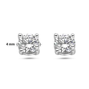 Oorknoppen zilver-zirconia wit 4 x 4 mm