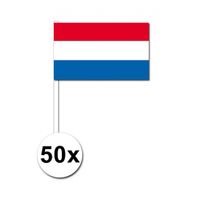 50 Nederlandse zwaaivlaggetjes 12 x 24 cm - thumbnail