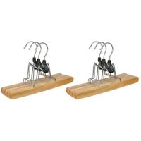 Kledinghangers voor broeken - 6x stuks - 24,5 cm - hout - broekhangers