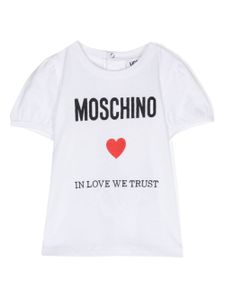 Moschino Kids embroidered-logo cotton T-shirt - Blanc